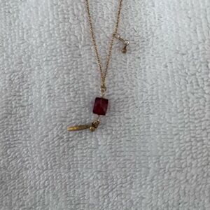Elegant Gold Necklace with Emerald cut garnet